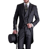 Men's Custom 3 Pcs Grooms Suit Tailcoat - Black - 3 Piece Groomsmen Tuxedo Suit - 6XL - Polyester - image 16