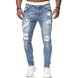 Men's Ripped Distressed Skinny Jeans - Black - Skinny Ripped Jeans - XXXL - Denim Polyester - image 7