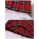 Women's High Waist Punk Pleated Skirt - Red - Plaid Short Skirt - 4XL - Polyester - image 13