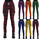 Women's Gothic Punk Plaid High Waist Pant - Red - Punk Plaid Skinny Pants - 5XL - Polyester - image 10