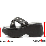 Women's Gothic Platform Wedge Sandals - Black - 1 / Bat / Sandals - 10.5 B - PU Leather - image 46