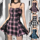 Funki Buys | Dresses | Women's Fairy Grunge Plaid Mini Dress