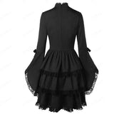 Women's Victorian Lace Up Goth Dress - Black - Medieval Dress - 5XL - Polyester - image 3