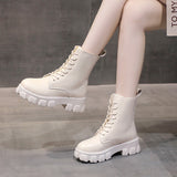 Funki Buys | Boots | Women's Lace-up Chunky Combat Boots - Black - Ankle / With Plush Inner / 43 B / PU Leather - image 7