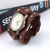 Men's Women's Wide Band Punk Watch - Dark Brown - Punk Watch - 10.23" - Alloy / Leather - image 4