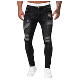 Men's Ripped Distressed Skinny Jeans - Black - Skinny Ripped Jeans - XXXL - Denim Polyester - image 33