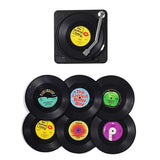 Funki Buys | Coasters | Vinyl Record C... - 6 Pcs / Record Coaster Set + Holder / BPA Free Plastic / 4.13" x 0.98" - image 17