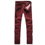 Men's Slim Fit Cargo Pant Mid-Waist Jeans - Wine Red - Pants - 38 - Polyester Denim - image 17