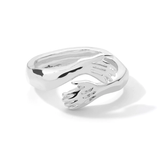 Unisex Adjustable Holding Hands Hug Ring - Silver 1 - Hug Ring - One Size - Zinc Alloy - image 3