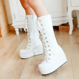 Women's High Platform Gothic Wedge Boot - Black - Platform Wedges - 12 B - PU Leather - image 13