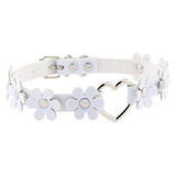 Women's Sweet Flower Heart Choker - White - Flower Heart Choker Necklace - PU Leather - image 10