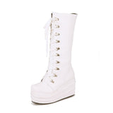 Women's High Platform Gothic Wedge Boot - White - Platform Wedges - 12 B - PU Leather - image 16