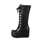 Women's High Platform Gothic Wedge Boot - Black - Platform Wedges - 12 B - PU Leather - image 7