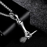 Unisex Singer Microphone Pendant - Silver - Microphone Pendant - M - Stainless Steel - image 7