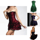 Women's Sweet Bustier Corset Dress Set - Green - Corset Skirt Set - 6XL - Polyester - image 9