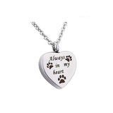 Always In My Heart Urn - Silver - Non Engraved - Pet Urn Necklace - Medium - Stainless Steel - image 5