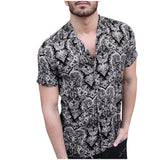Men's Floral Hipster Short Sleeve Dress Shirt - Black/White - Short Sleeve Button Up Shirt - XXXL - Polyester - image 16