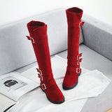 Women's Plush Knee High Boots - Brown - Knee High Boots - 11 B - PU Suede Leather - image 11