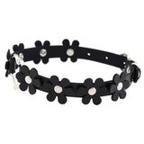 Women's Sweet Flower Heart Choker - Black - Flower Heart Choker Necklace - PU Leather - image 3