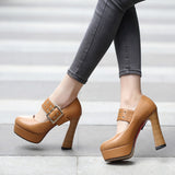 Women's Rivet Strap Platform Mary Janes - Black 1 - Mary Jane Heels - 10 B - PU leather - image 9