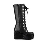 Women's High Platform Gothic Wedge Boot - Black - Platform Wedges - 12 B - PU Leather - image 6