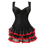Women's Shoulder Strap Corset Dress - Red - 1 - Corset Skirt Set - 6XL - Polyester - image 23
