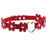 Women's Sweet Flower Heart Choker - Red - Flower Heart Choker Necklace - PU Leather - image 16