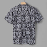 Men's Floral Hipster Short Sleeve Dress Shirt - Black/White - Short Sleeve Button Up Shirt - XXXL - Polyester - image 13