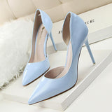 Women's Elegant Pointed Toe Bridal Stiletto - Light Blue - Shoes - 43 B - PU Patent Leather - image 23