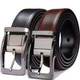 Men's Leather Reversible Rotatable Belt - Black/Blue - Men's Belt - 85cm (Waist 70cm) - Genuine Leather - image 1