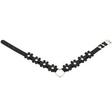 Women's Sweet Flower Heart Choker - Black - Flower Heart Choker Necklace - PU Leather - image 6
