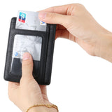 Unisex Slim RFID Leather Card Cases - Black - 3 - Card Holder Wallet - 4.53 x 3.15 x 0.2'' - PU Leather - image 23