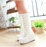 Women's High Platform Gothic Wedge Boot - Black - Platform Wedges - 12 B - PU Leather - image 14