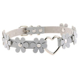 Women's Sweet Flower Heart Choker - Grey - Flower Heart Choker Necklace - PU Leather - image 12