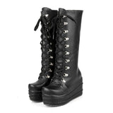Women's High Platform Gothic Wedge Boot - Black - Platform Wedges - 12 B - PU Leather - image 9