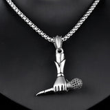 Unisex Singer Microphone Pendant - Silver - Microphone Pendant - M - Stainless Steel - image 3