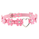 Women's Sweet Flower Heart Choker - Pink - Flower Heart Choker Necklace - PU Leather - image 20