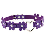 Women's Sweet Flower Heart Choker - Purple - Flower Heart Choker Necklace - PU Leather - image 17