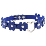 Women's Sweet Flower Heart Choker - Blue - Flower Heart Choker Necklace - PU Leather - image 13