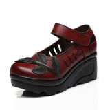 Women's Designer Leather Gothic Pumps - Red - Mary Janes - 9 B - Genuine Leather - image 2