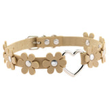 Women's Sweet Flower Heart Choker - Beige - Flower Heart Choker Necklace - PU Leather - image 21