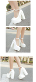 Women's High Platform Buckle Strap Shoes - Black - Patent - Chunky Platform Shoes - 42 B - PU Leather - image 33