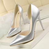 Women's Elegant Pointed Toe Bridal Stiletto - Silver - Shoes - 43 B - PU Patent Leather - image 28