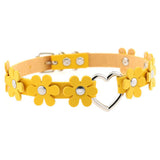 Women's Sweet Flower Heart Choker - Yellow - Flower Heart Choker Necklace - PU Leather - image 19