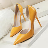 Women's Elegant Pointed Toe Bridal Stiletto - Yellow - Shoes - 43 B - PU Patent Leather - image 22