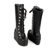 Women's High Platform Gothic Wedge Boot - Black - Platform Wedges - 12 B - PU Leather - image 4