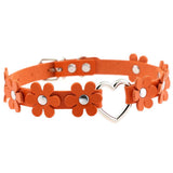 Women's Sweet Flower Heart Choker - Orange - Flower Heart Choker Necklace - PU Leather - image 14