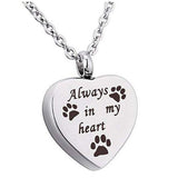 Always In My Heart Urn - Silver - Non Engraved - Pet Urn Necklace - Medium - Stainless Steel - image 1