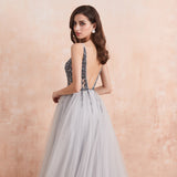 Women's Long Chiffon Tulle Prom Dress - Dark Gray - Dress - 22W - Chiffon/Tulle - image 50