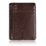 Unisex Slim RFID Leather Card Cases - Chocolate Brown - Card Holder Wallet - 4.53 x 3.15 x 0.2'' - PU Leather - image 5